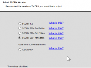 Simple SCORM Packager SCORM version selector