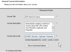 Simple SCORM Packager Course Information