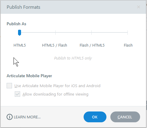 Articulate Storyline publish formats