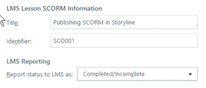 Setting SCO info in Articulate Storyline