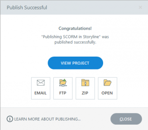Articulate Storyline publishing for SCORM and a LMS