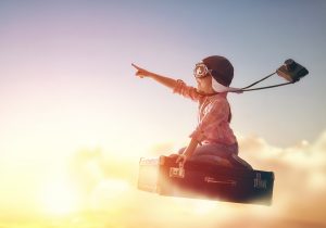 boy flying on a magic briefcase. The dreams of personalized learning are nothing new.