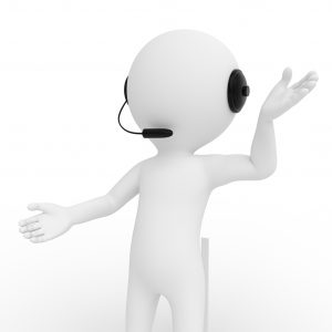 figure with headset on leading a corporate learning webinar